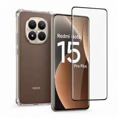 Kit 2 em 1 - Xiaomi Redmi Note 15 Pro Plus 5G (Note 15 Pro+ 5G) - Capa Transparente + Película de Vidro 3D