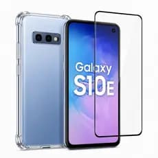 Kit 2 em 1 - Samsung Galaxy S10E - Capa Transparente + Película de Vidro 3D