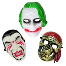 Máscaras de Festa, Máscara de Palhaço, Máscara de Vampiro e Máscara de Caveira - 3 unidades