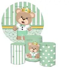 Kit Painel Redondo 1,50 + Capas Cilindro Tecido Sublimado URSINHO PRINCIPE