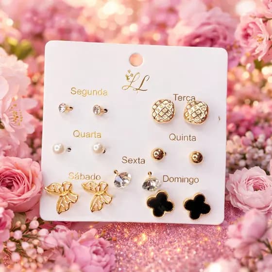 Kit com 7 pares de brincos - Luxuosos