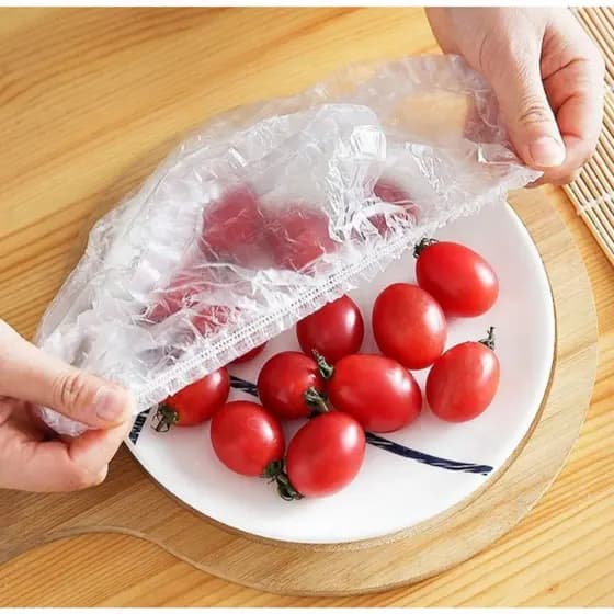 Kit 100 Toucas Tampa De Plástico descartável para alimento Promocao GA-325