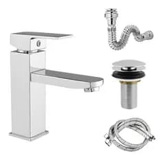 Torneira Para Banheiro Misturador Monocomando Bica Baixa Inox + Válvula Click e Kit Instalação Luxo