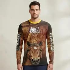 Camisa Manga Longa Cavalo Made in Mato Country UV Masculina Feminina Camiseta Proteção Solar Dry Fit