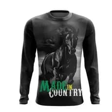 Camisa UV Manga Longa Cavalo Masculina Feminina Made in Country Casual Camiseta Dry Fit Proteção UV