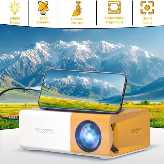 Mini Projetor Portátil Led 1080p 600 Lúmens YG300