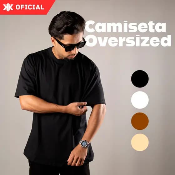Camiseta Oversized Masculina Premium 100% Algodão Gola Grossa 2x1 Streetwear Lisa Basica Caimento