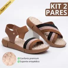 Kit 2 Pares Chinelo + Sandália Feminina Ortopédica Massageadora Casual Leve Confortável Sola de Eva