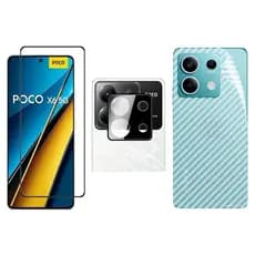 Película Vidro 3D + Película Câmera + Película Carbono Traseira Para Xiaomi Poco X6 5G