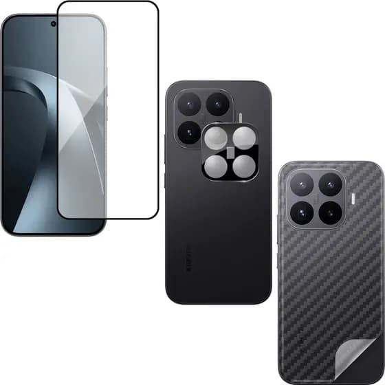 Película Vidro 3D + Película Câmera Vidro + Película Traseira Carbono P/ Xiaomi 17T 5G