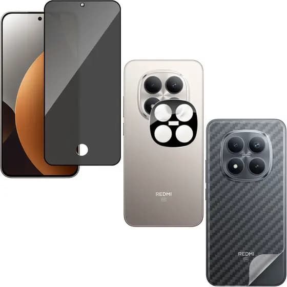 Película Vidro Privacidade + Película Câmera Vidro BK + Película Traseira - Redmi Note 15 Pro 5G