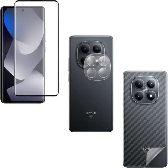 Película Vidro Curvada + Película Câmera + Película Traseira P/ Redmi Note 15