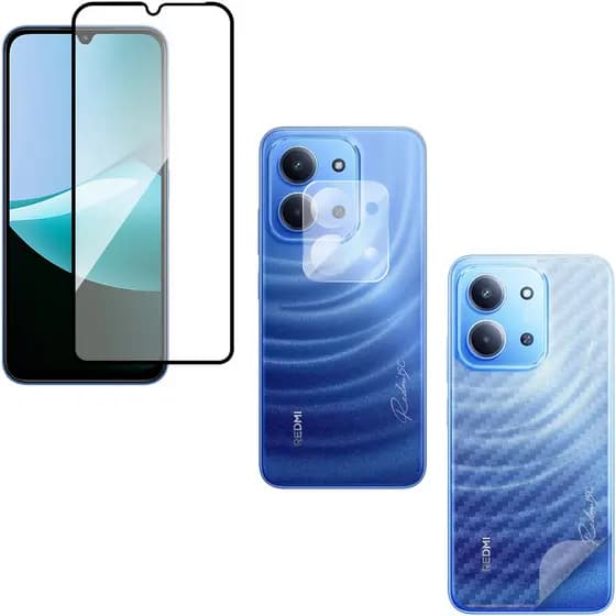 Película Vidro 3D + Película Câmera + Película Traseira P/ Redmi 15C