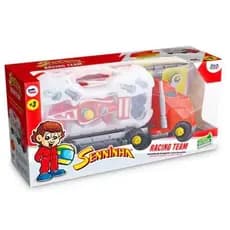 Caminhão Senninha Com 3 Brinquedos  carro de corrida Presente Para Menino
