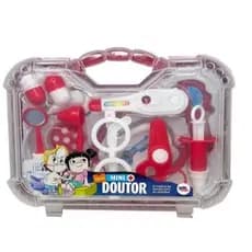 Maleta Médica Grande Doutor E Doutora 12 Peças Vermelho