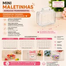 Kit 10/20 ou 30 Mini Maletinhas Acrílicas – Lembrancinha Festa Aniversário Infantil Casamento