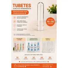 KIT 10/20/30/40 ou 50 Tubetes Acrílico 13cm - Decoração Lembrancinhas Para Festa Aniversário