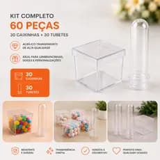 30 Tubetes E 30 Caixinhas Acrílico Lembrancinha Aniversario
