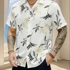 Camisa Floral Havaiana de Florida Masculina Manga Curta