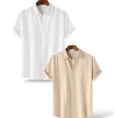 JL . KIT 2 Camisa social masculino manga curta de bootao lisa top uso na praia