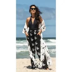 Chemise Bordada Manga Longa e Calça Bordada