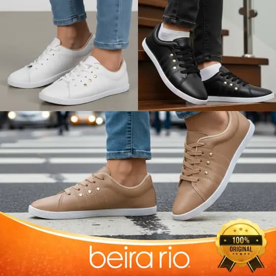 Tênis Sapatênis Beira Rio Feminino Moda Glam Casual  Leve Conforto