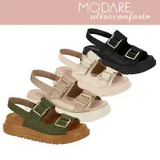 Sandalia Feminina Modare Papete Plataforma Velcro Ortopedica Conforto