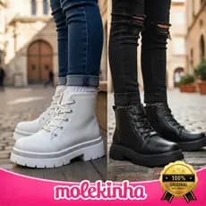 Bota coturno infantil brilho strass menina confort Molekinha