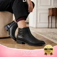 Bota Modare Feminina Ultraconforto Cano Curto Salto Bloco Grosso Baixo Elegante Ortopedico Original