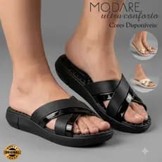 Tamanco Modare Feminino Chinelo Massageador Tiras Metalizadas Ultraconforto Ortopédico Original