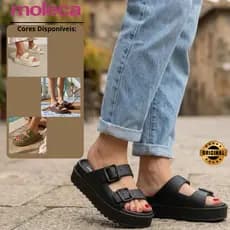 Sandália Moleca Feminina Papete Birken Fivela Ajustável Chinelo Flatforme Nuvem Confortável Original