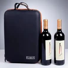 MALETA PORTA VINHO PREMIUM PARA 2 GARRAFAS EVA RÍDIGO A PROVA D'ÁGUA COM ALÇA E COMPARTIMENTO COM ABRIDOR