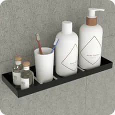 Suporte Porta Shampoo Prateleira Preto Fosco De Parede Plus