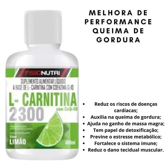 l carnitina liquida -  2300 mg + Coenzima Q10 Líquido - Pote 480ml