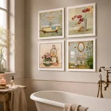 Quadros Decorativos para Banheiro Vintage Flores Lavabo Toalete