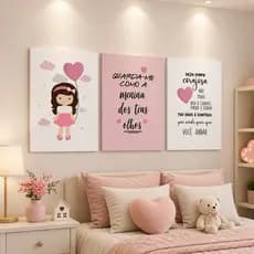 Kit 3 quadros decorativos menina dos teus olhos 20x30