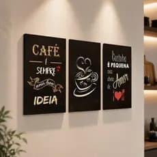 Placa Quadro Decorativo 20x30 Kit 3 Peças Café Cozinha Café É Sempre Uma Boa Ideia