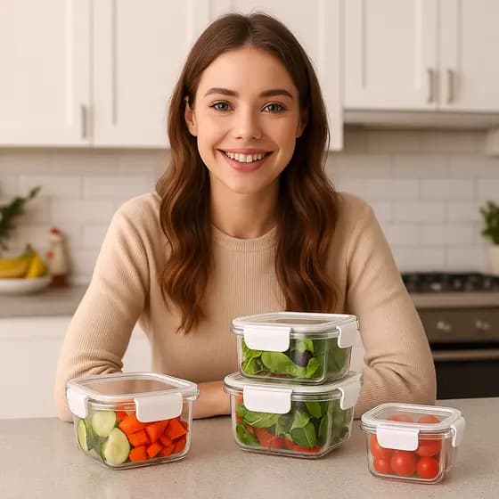 Conjunto Potes Hermeticos Quadrados Organizador Alimentos Conservacao Cozinha