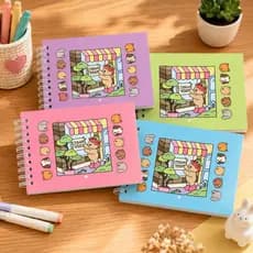 Livro Para Colorir 50 Folhas Capa Dura Wire-O Desenhos Fofos Relaxante Criativo Sortido