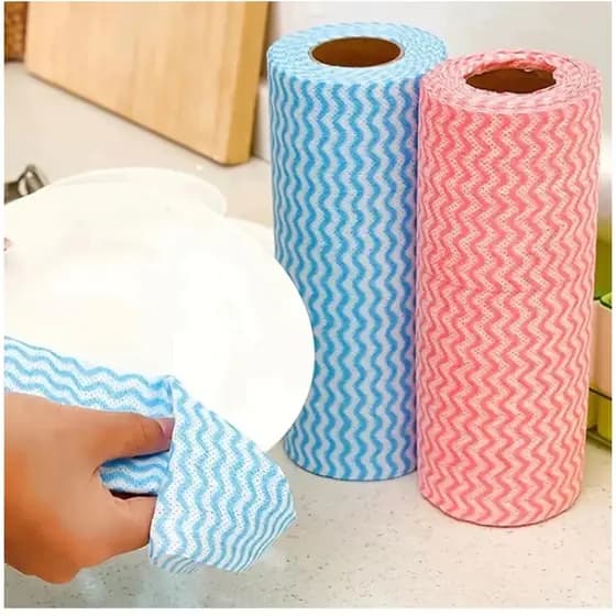 Rolo de Pano Multiuso Lavanderia 100 Folhas Limpar Pia Bancadas Remove Gordura Sujeira Higiene