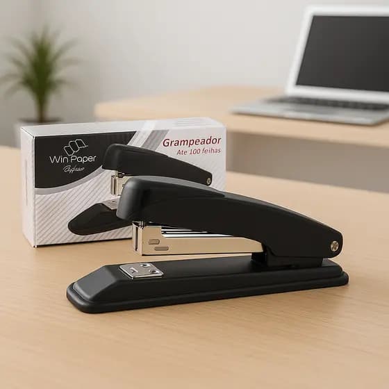Grampeador De Mesa Aço Organizador Papel Escritório Escola Papelaria Compacto Prático 20 Folhas