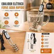 Ebulidor Eletrico Rabo Quente Rápido Aquecedor Agua 500w Potente 127v 220v Rápido Pratico