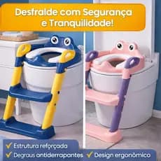 Assento Redutor Infantil Vaso com Escada Antiderrapante Azul Rosa Seguro Confortável