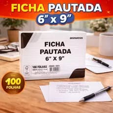 Ficha Pautada 4x6 5x8 6x9 100 Folhas Branca Cartão Fichário Estudo Anotações