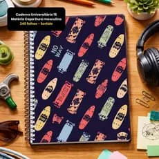 Caderno Universitário 15 Matérias Capa Dura Espiral 240 Folhas Grande Escolar Sortido