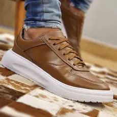 Tênis Casual Masculino Marrom Confortável E Fácil De Calçar Do 38 Ao 44