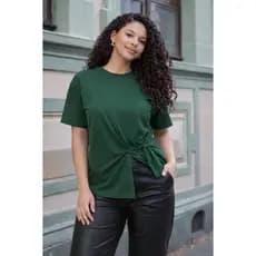 Blusa Feminina Verde Elegante Com Nó Lateral Camiseta Casual Na Moda