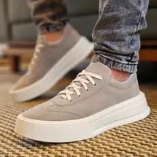 Tênis Sapatenis Casual Masculino Moderno Sneakers Sola Alta Camurça Minimalista Skalvin
