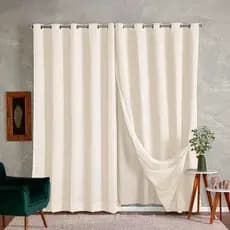 Cortina Voil Gaze De Linho Com Forro Blackout Para Quarto e Sala - 8,00x2,80m de Altura