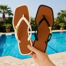 Chinelo Feminino Confortável com Laço Dourado Visual Romântico e Delicado para Todos os Dias